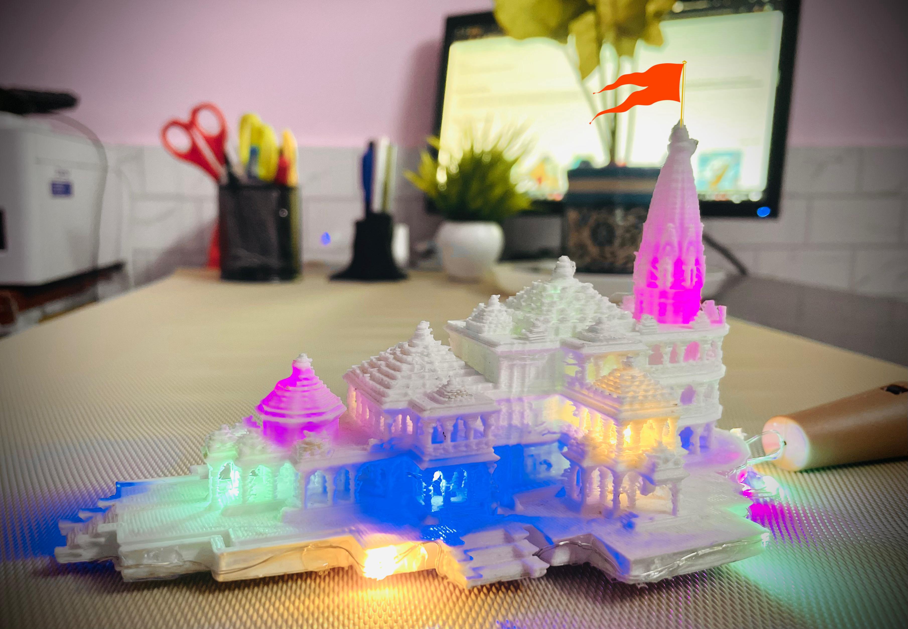 Shri Ram Mandir Ayodhya Model 3D Authentic Design | Ayodhya Ram Mandir Model Resin for Home Temple Home Decor & Gifts (7 Inch Length), White